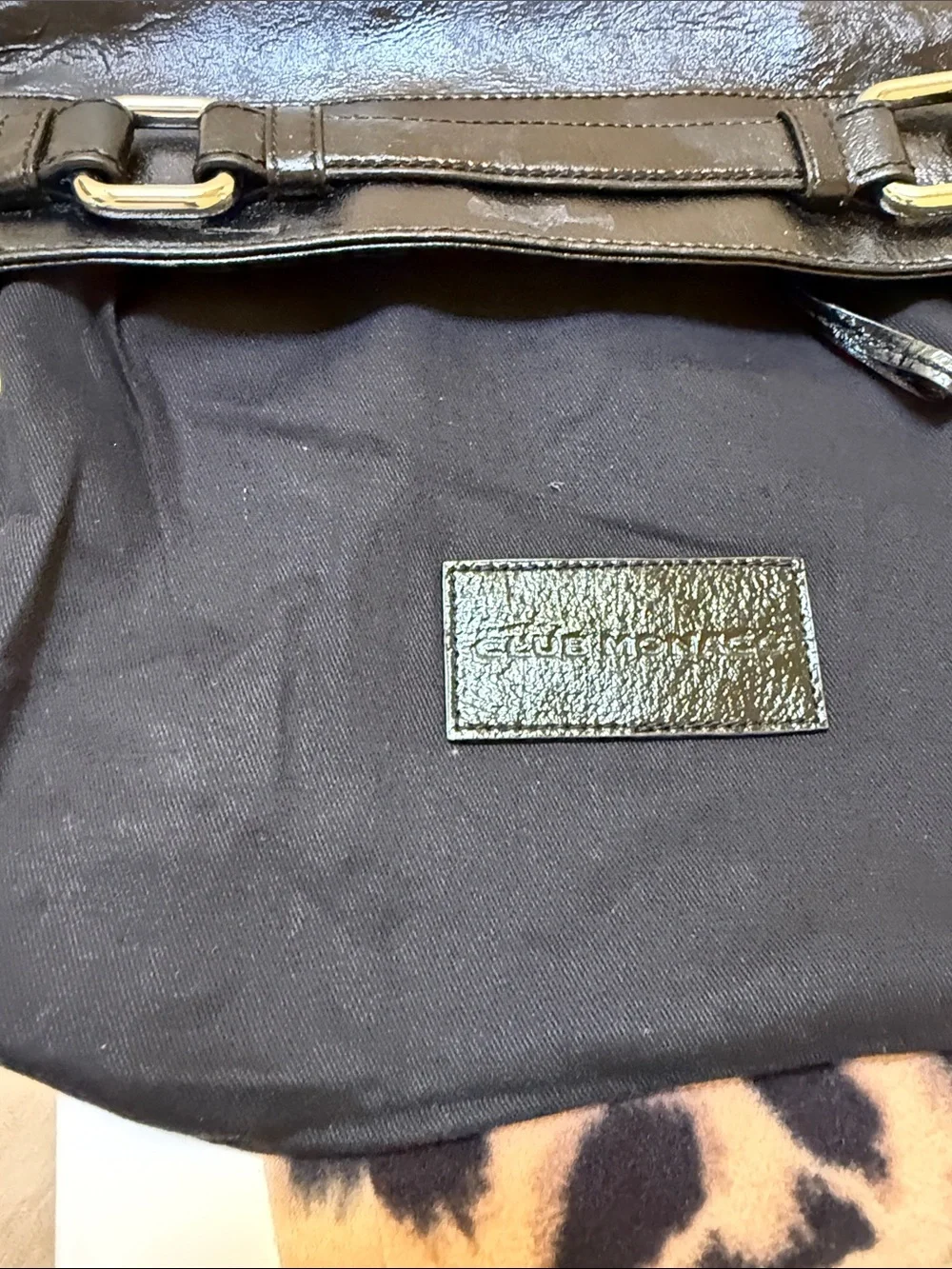 Club Monaco Black Leather Fold-Over Clutch, retro y2k minimalist